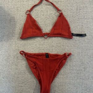 Urban Outfitters Rust Red Ribbed Bikini Top